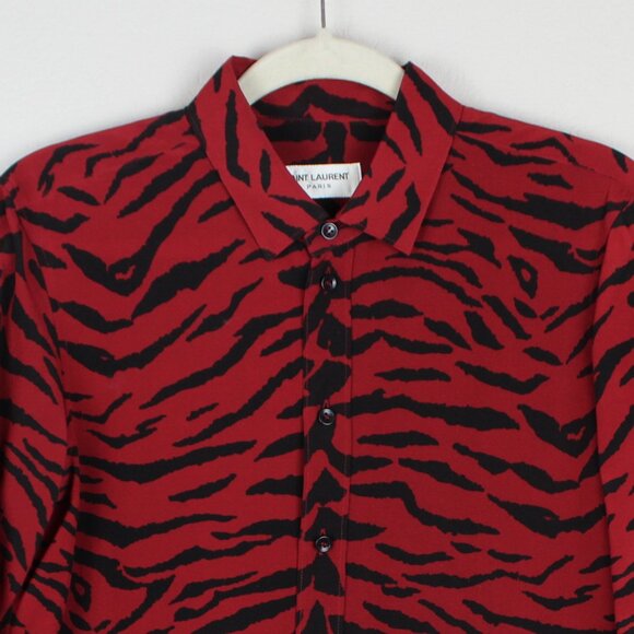 NEW Saint Laurent Red Zebra Silk Blouse– Statement Top for Work Events & GNO - Picture 14 of 15